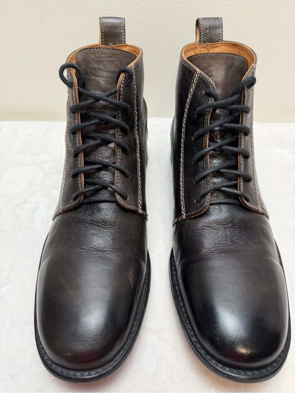 Bed|Stü Dark Brown Leather Chukka Ankle Boots Mens 12 Handmade Lace Up